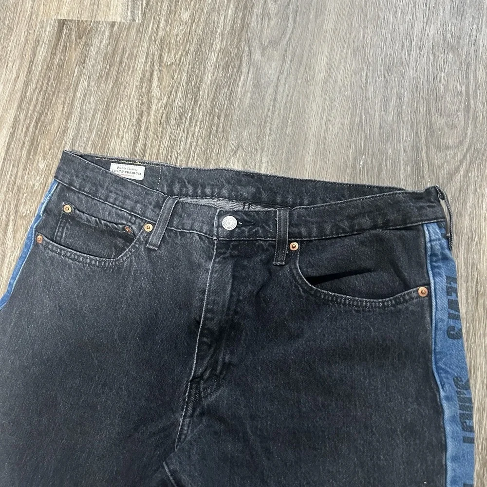 Levis Lo-Ball Stack Jeans Mens 36x34 Black‎ Denim Slim Tapered Leg Warp Stretch